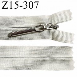 Fermeture 15 cm couleur vert de gris non séparable zip glissière nylon curseur métal longueur 15 cm prix à l'unité