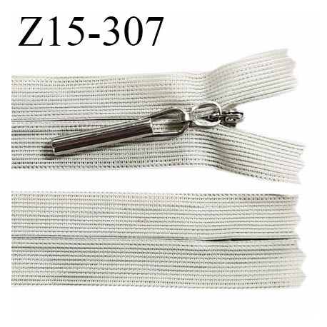 Fermeture 15 cm couleur vert de gris non séparable zip glissière nylon curseur métal longueur 15 cm prix à l'unité