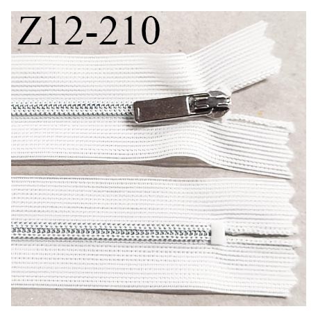 Fermeture zip 12 cm non séparable couleur blanc longueur 12 cm largeur 2.7 cm glissière nylon prix à l'unité