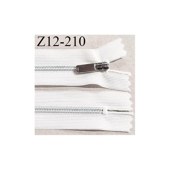 Fermeture zip 12 cm non séparable couleur blanc longueur 12 cm largeur 2.7 cm glissière nylon prix à l'unité