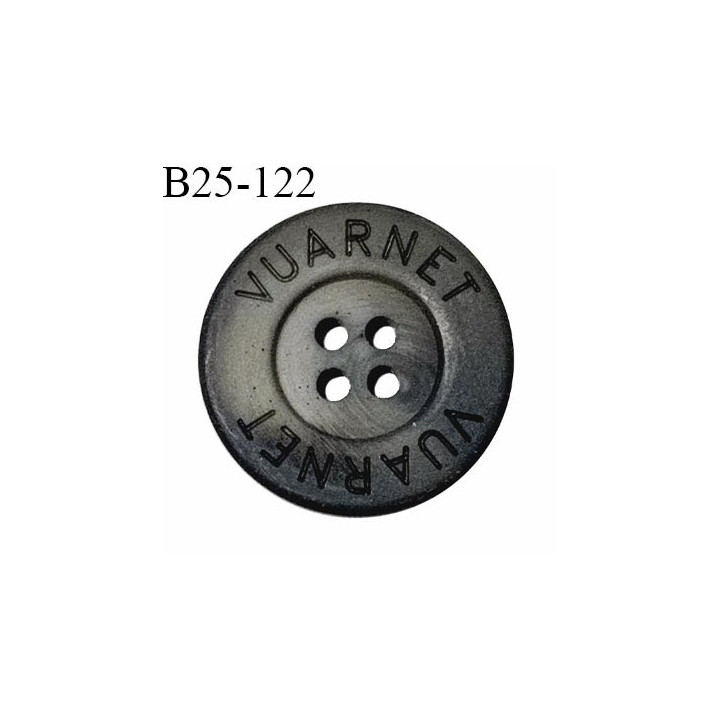 Bouton 25 mm couleur kaki et noir inscription Vuarnet très belle qualité 4 trous diamètre 25 mm épaisseur 4 mm prix à l'unité