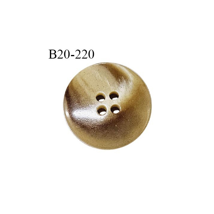 Bouton 20 mm couleur beige marbré 4 trous diamètre 20 mm épaisseur 5 mm prix à l'unité