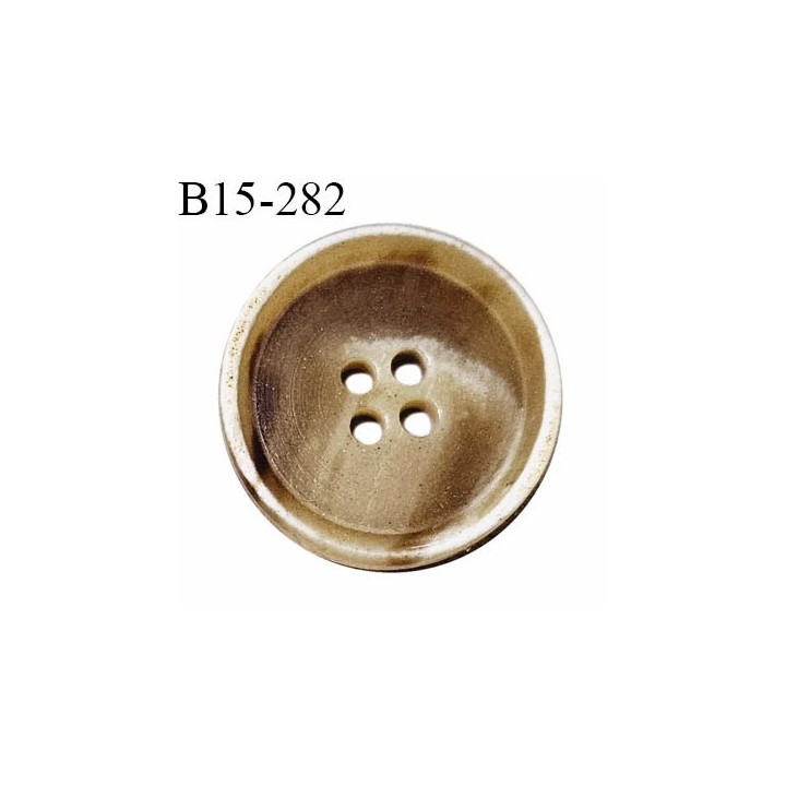 Bouton 15 mm couleur beige marbré 4 trous diamètre 15 mm épaisseur 5 mm prix à l'unité