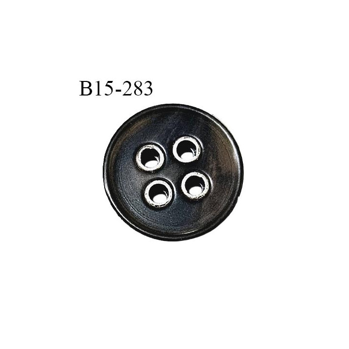 Bouton 15 mm couleur marron kaki marbré 4 trous diamètre 15 mm épaisseur 4 mm prix à l'unité