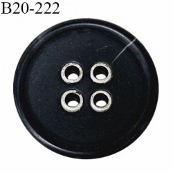 Bouton 20 mm haut de gamme couleur noir 4 trous diamètre 20 mm épaisseur 5 mm prix à l'unité