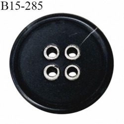Bouton 15 mm haut de gamme couleur noir 4 trous diamètre 15 mm épaisseur 5 mm prix à l'unité