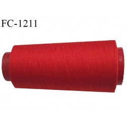 Cone 1000 m fil polyester fil n°80 couleur rouge longueur du cone 1000 mètres bobiné en France certifié oeko tex