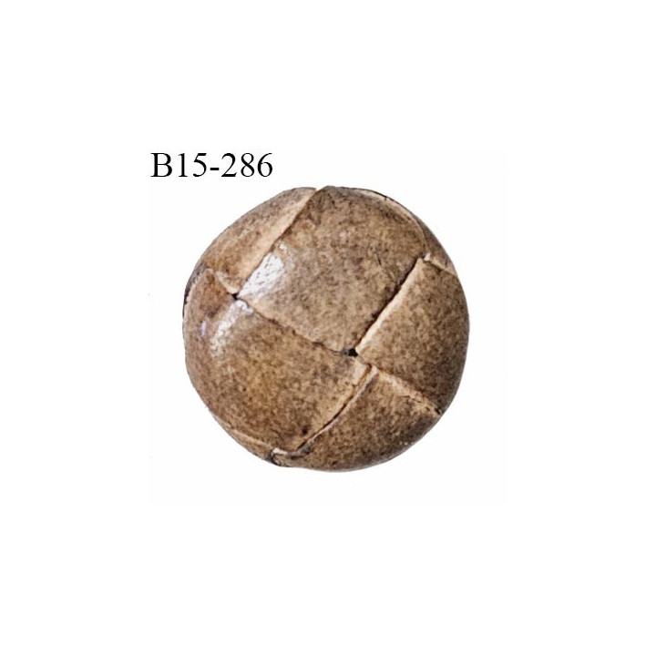 Bouton 15 mm style cuir couleur marron rosé attache avec un anneau diamètre 15 mm bombé épaisseur 8 mm prix à la pièce
