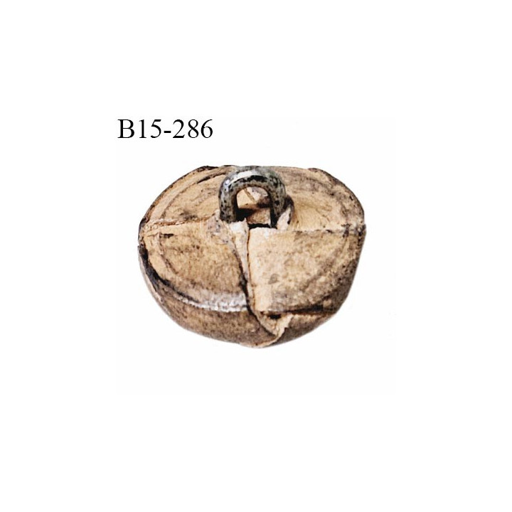 Bouton 15 mm style cuir couleur marron rosé attache avec un anneau diamètre 15 mm bombé épaisseur 8 mm prix à la pièce