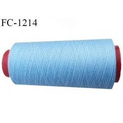 Cone 1000 m fil polyester fil n°80 couleur bleu ciel longueur du cone 1000 mètres bobiné en France certifié oeko tex