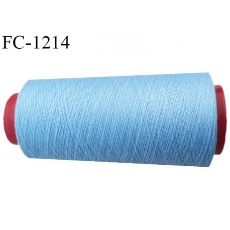 Cone 1000 m fil polyester fil n°80 couleur bleu ciel longueur du cone 1000 mètres bobiné en France certifié oeko tex