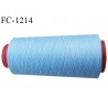 Cone 1000 m fil polyester fil n°80 couleur bleu ciel longueur du cone 1000 mètres bobiné en France certifié oeko tex