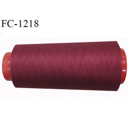 Cone 1000 m fil polyester fil n°80 couleur bordeaux lie de vin longueur du cone 1000 mètres bobiné en France certifié oeko tex