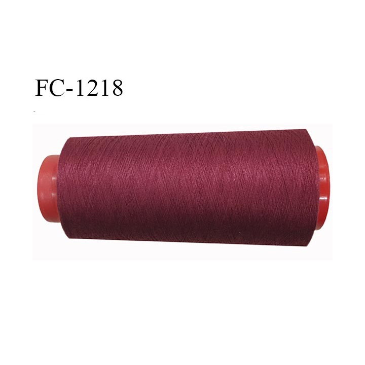 Cone 1000 m fil polyester fil n°80 couleur bordeaux lie de vin longueur du cone 1000 mètres bobiné en France certifié oeko tex