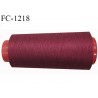 Cone 1000 m fil polyester fil n°80 couleur bordeaux lie de vin longueur du cone 1000 mètres bobiné en France certifié oeko tex
