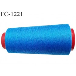 Cone 1000 m fil polyester fil n°80 couleur bleu lumineux longueur du cone 1000 mètres bobiné en France certifié oeko tex