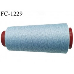 Cone 1000 m fil polyester fil n°80 couleur bleu clair longueur du cone 1000 mètres bobiné en France certifié oeko tex