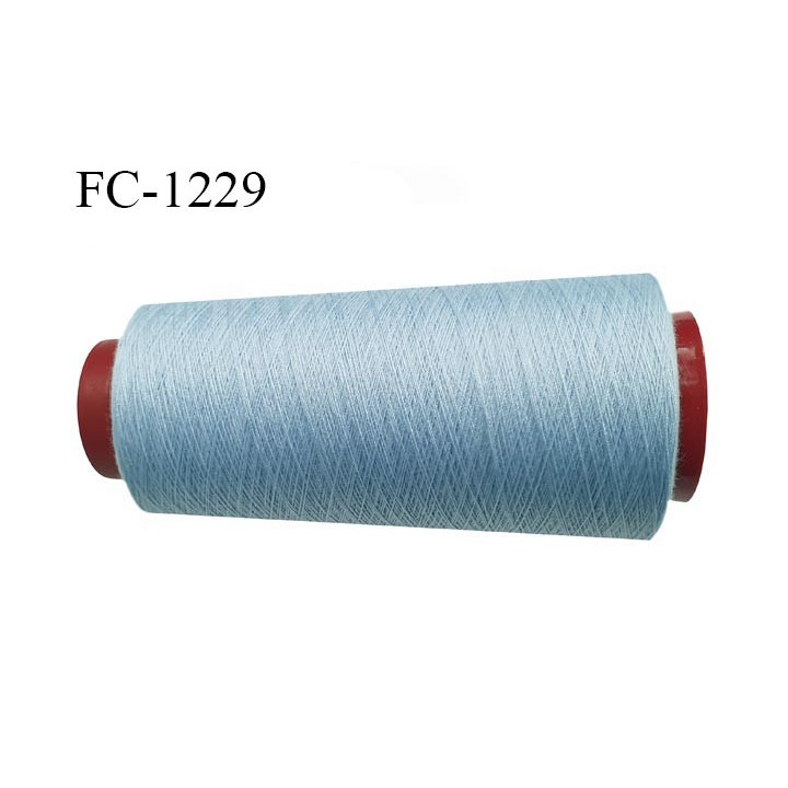 Cone 1000 m fil polyester fil n°80 couleur bleu clair longueur du cone 1000 mètres bobiné en France certifié oeko tex
