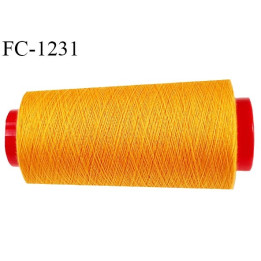 Cone 1000 m fil polyester fil n°80 couleur orange clair lumineux longueur du cone 1000 mètres bobiné en France certifié oeko tex