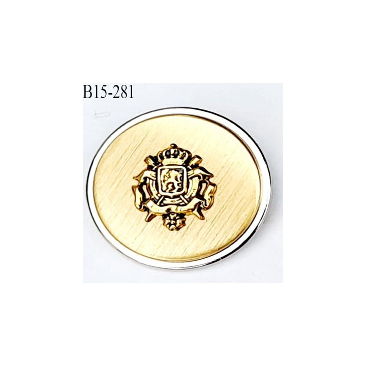 Bouton 15 mm métal très haut de gamme fabriqué pour une grande marque couleur doré et argent avec motif blason prix à l'unité