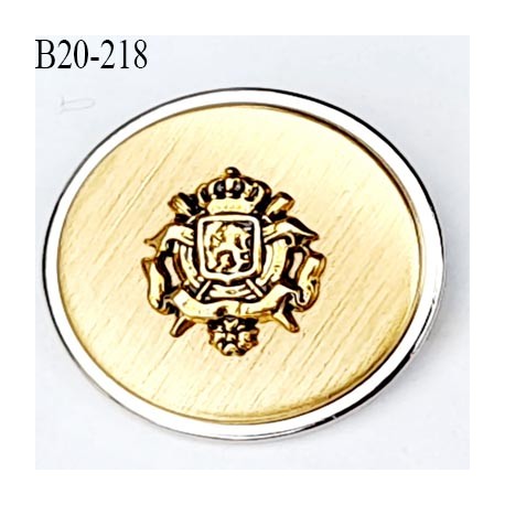 Bouton 20 mm métal très haut de gamme fabriqué pour une grande marque couleur doré et argent avec motif blason prix à l'unité