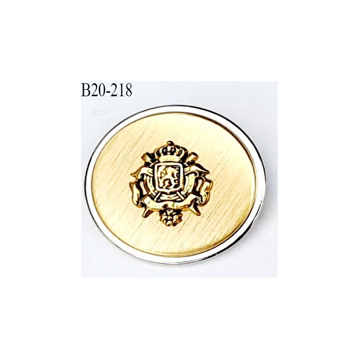 Bouton 20 mm métal très haut de gamme fabriqué pour une grande marque couleur doré et argent avec motif blason prix à l'unité