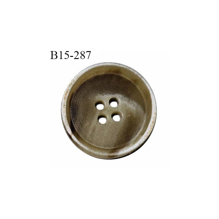 Bouton 15 mm couleur kaki marbré 4 trous diamètre 15 mm épaisseur 5 mm prix à l'unité