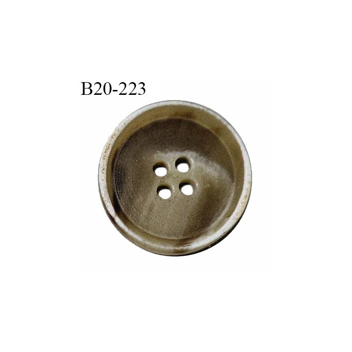 Bouton 20 mm couleur kaki marbré 4 trous diamètre 20 mm épaisseur 5 mm prix à l'unité