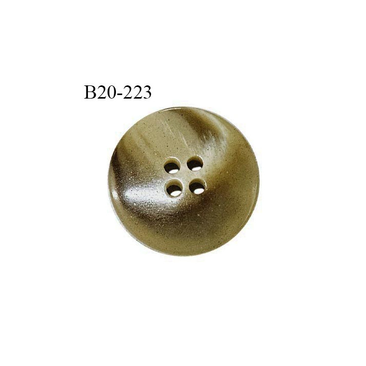 Bouton 20 mm couleur kaki marbré 4 trous diamètre 20 mm épaisseur 5 mm prix à l'unité