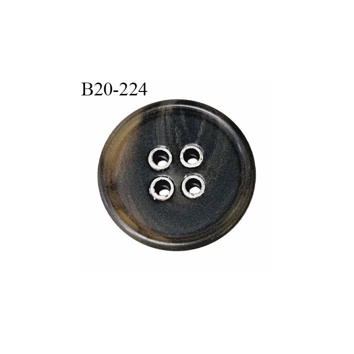 Bouton 20 mm couleur marron kaki foncé marbré 4 trous diamètre 20 mm épaisseur 5 mm prix à l'unité