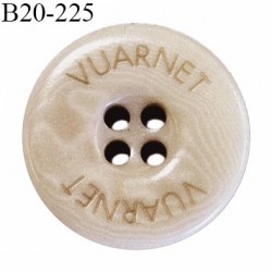 Bouton 20 mm couleur beige marbré inscription Vuarnet 4 trous diamètre 20 mm épaisseur 4 mm prix à l'unité