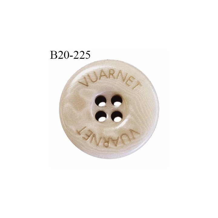 Bouton 20 mm couleur beige clair inscription Vuarnet 4 trous diamètre 20 mm épaisseur 4 mm prix à l'unité