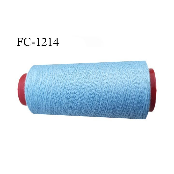 Cone 2000 m fil polyester fil n°80 couleur bleu ciel longueur du cone 2000 mètres bobiné en France certifié oeko tex