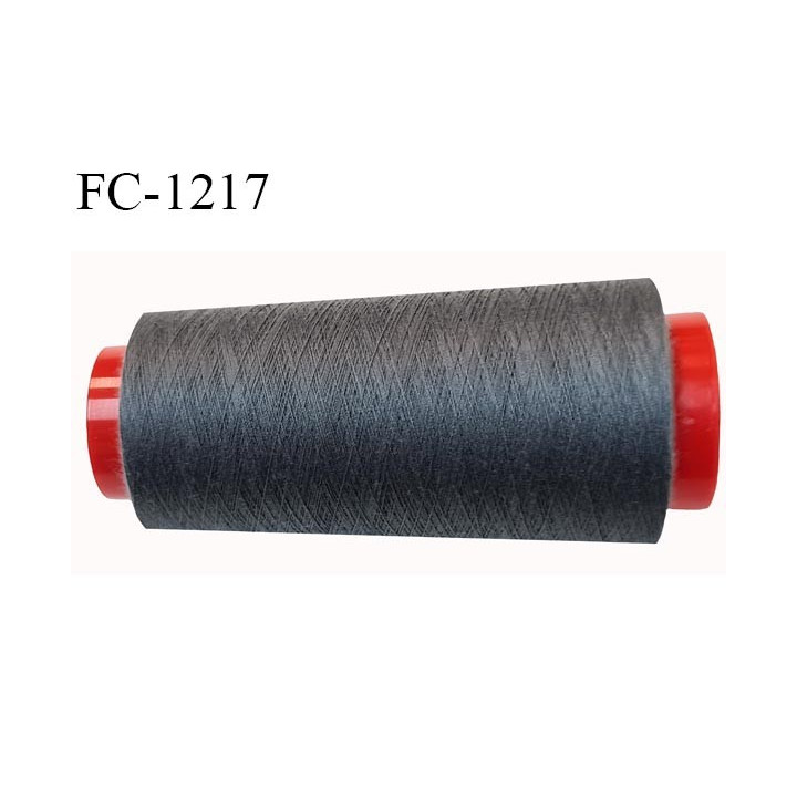 Cone 2000 m fil polyester fil n°80 couleur gris foncé longueur du cone 2000 mètres bobiné en France certifié oeko tex