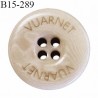 Bouton 15 mm couleur beige clair inscription Vuarnet 4 trous diamètre 15 mm épaisseur 3 mm prix à l'unité