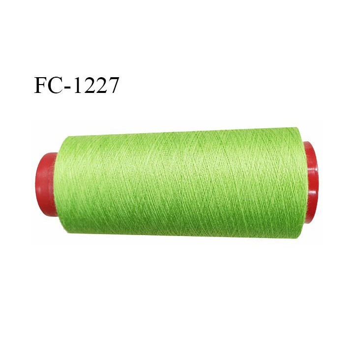 Cone 2000 m fil polyester fil n°80 couleur vert anis longueur du cone 2000 mètres bobiné en France certifié oeko tex