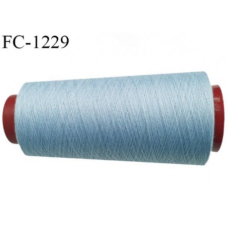 Cone 2000 m fil polyester fil n°80 couleur bleu clair longueur du cone 2000 mètres bobiné en France certifié oeko tex