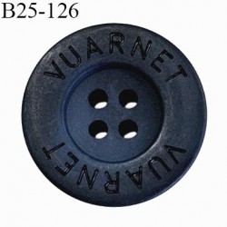 Bouton 25 mm couleur bleu et noir inscription Vuarnet très belle qualité 4 trous diamètre 25 mm épaisseur 4 mm prix à l'unité