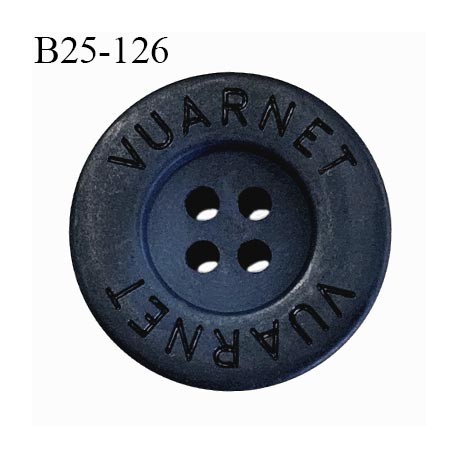 Bouton 25 mm couleur bleu et noir inscription Vuarnet très belle qualité 4 trous diamètre 25 mm épaisseur 4 mm prix à l'unité