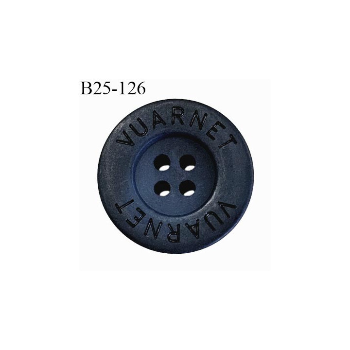 Bouton 25 mm couleur bleu et noir inscription Vuarnet très belle qualité 4 trous diamètre 25 mm épaisseur 4 mm prix à l'unité