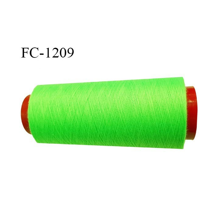 Cone 5000 m fil polyester fil n°80 couleur vert fluo longueur du cone 5000 mètres bobiné en France certifié oeko tex