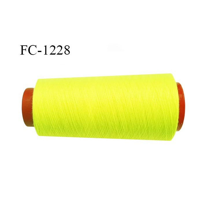 Cone 5000 m fil polyester fil n°80 couleur jaune fluo longueur du cone 5000 mètres bobiné en France certifié oeko tex
