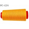 Cone 5000 m fil polyester fil n°80 couleur orange clair vif longueur du cone 5000 mètres bobiné en France certifié oeko tex