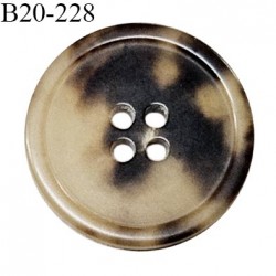 Bouton 20 mm couleur marron et beige marbré 4 trous diamètre 20 mm épaisseur 5 mm prix à l'unité