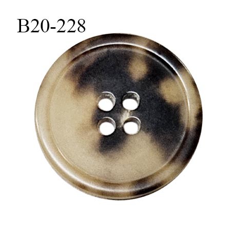 Bouton 20 mm couleur marron et beige marbré 4 trous diamètre 20 mm épaisseur 5 mm prix à l'unité