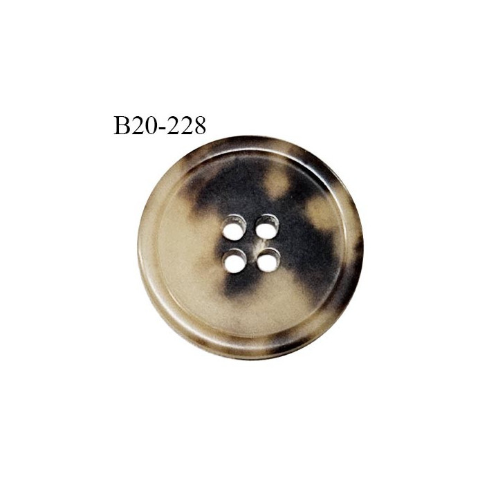 Bouton 20 mm couleur marron et beige marbré 4 trous diamètre 20 mm épaisseur 5 mm prix à l'unité