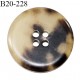 Bouton 20 mm couleur marron et beige marbré 4 trous diamètre 20 mm épaisseur 5 mm prix à l'unité