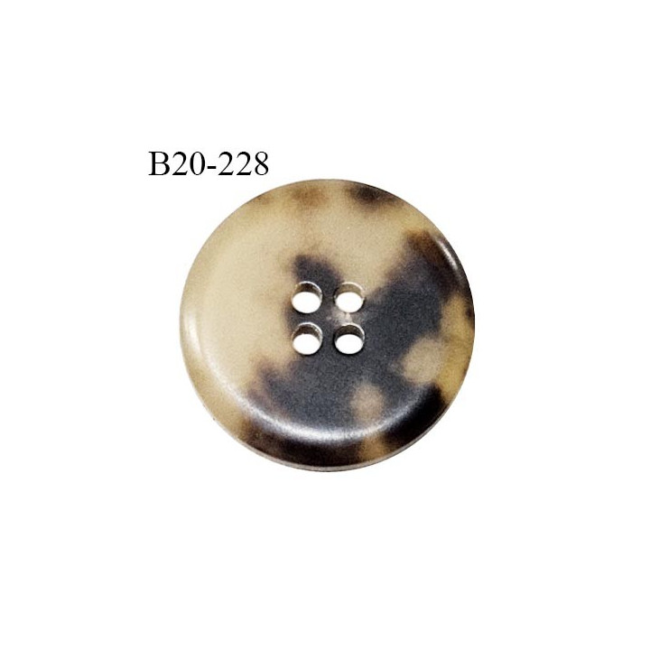 Bouton 20 mm couleur marron et beige marbré 4 trous diamètre 20 mm épaisseur 5 mm prix à l'unité