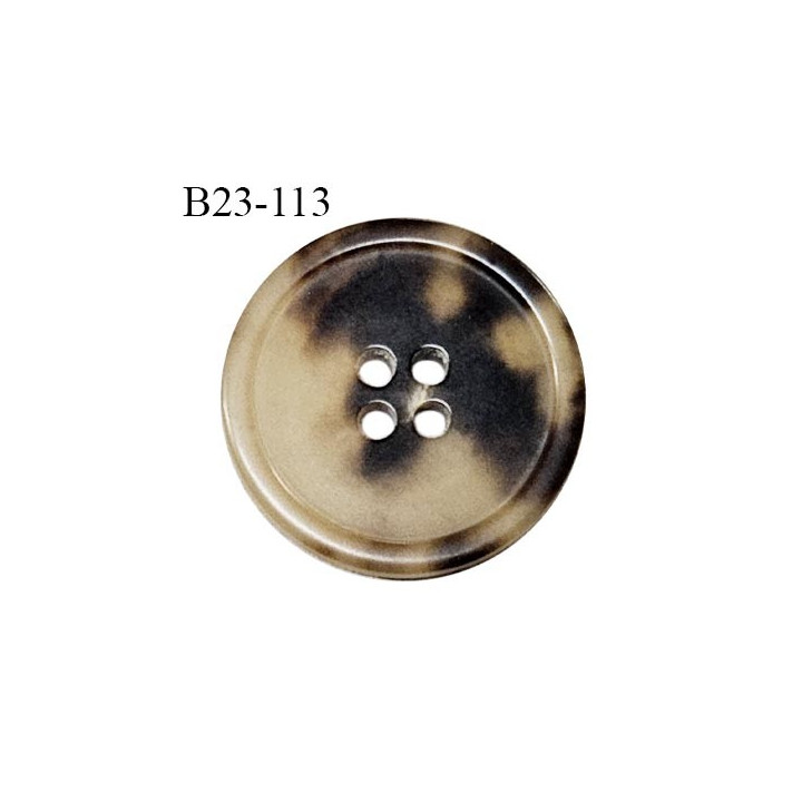 Bouton 23 mm couleur marron et beige marbré 4 trous diamètre 23 mm épaisseur 3 mm prix à l'unité