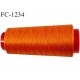 Cone 1000 m fil mousse polyester n°110 couleur orange foncé longueur 1000 mètres bobiné en France